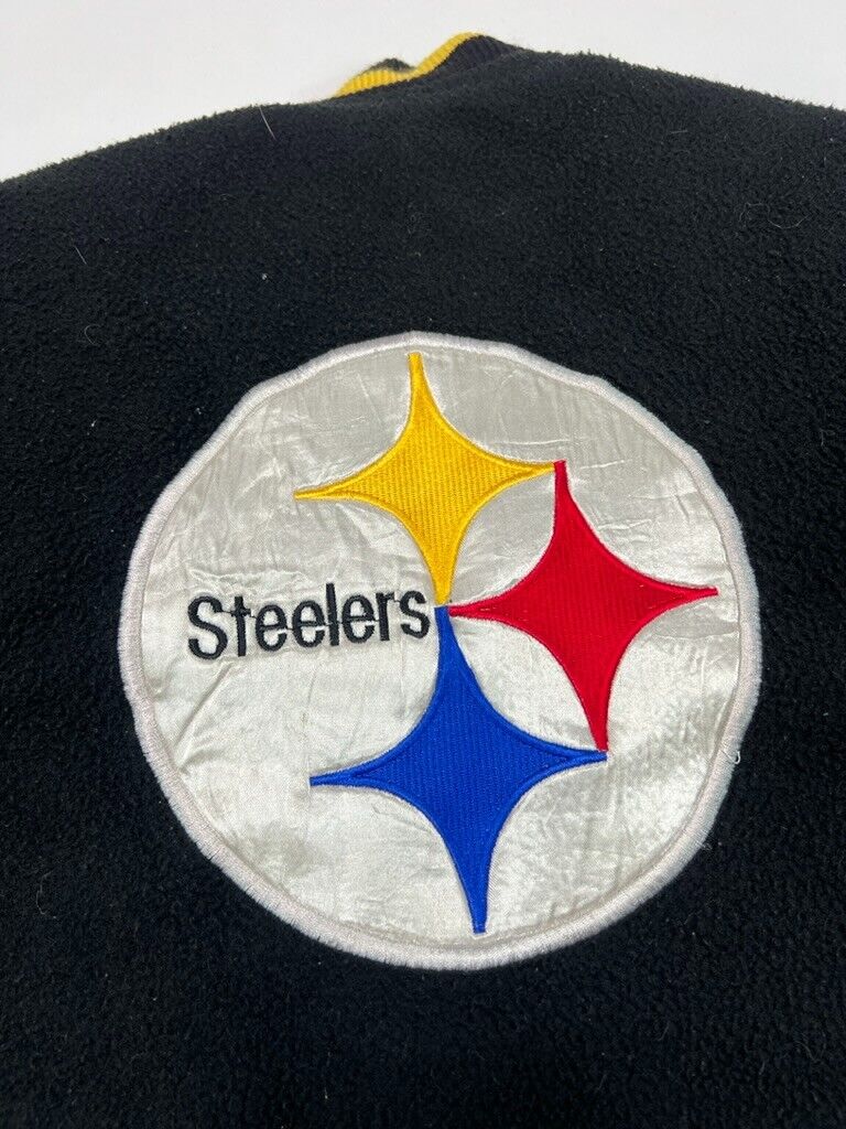 Vintage 90s Pittsburg Steelers NFL Embroidered Fleece Bomber Jacket Size Medium