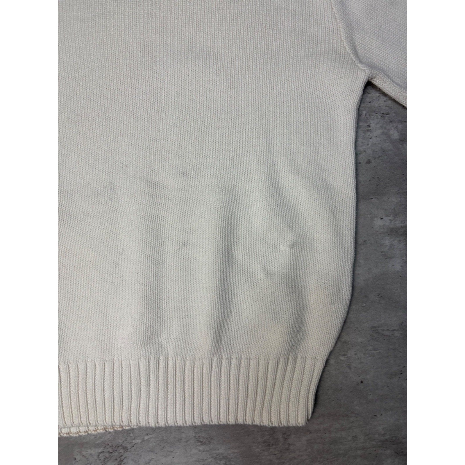 Vintage 90s Polo Ralph Lauren Embroidered Pony White Knit Sweater Size Large