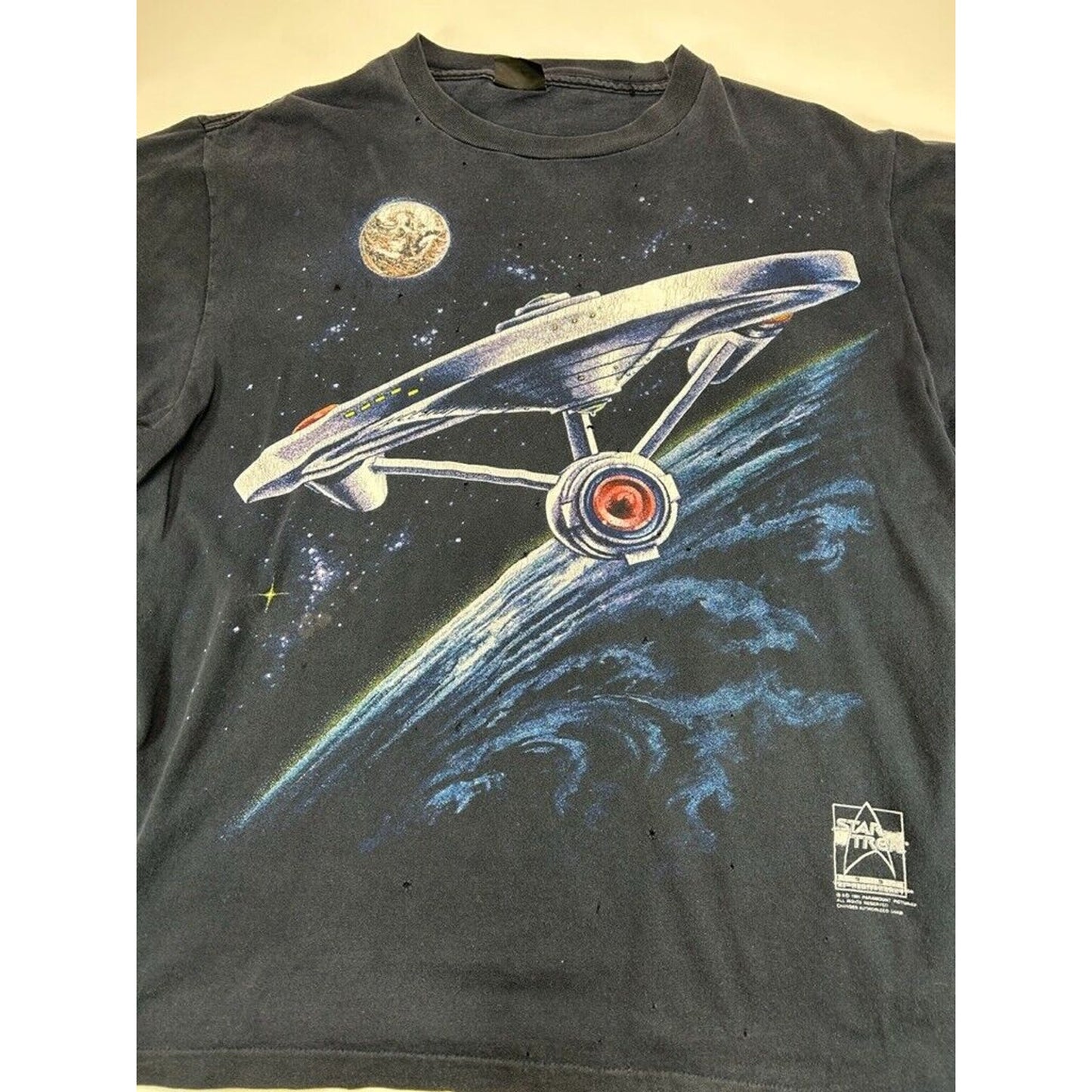 Vintage 1991 Startrek USS Enterprise TV Show Big Graphic T-Shirt Size XL