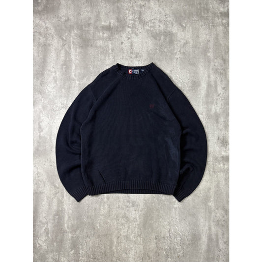 Vintage Chaps Embroidered Crest Pullover Ribbed Knit Sweater Size Large