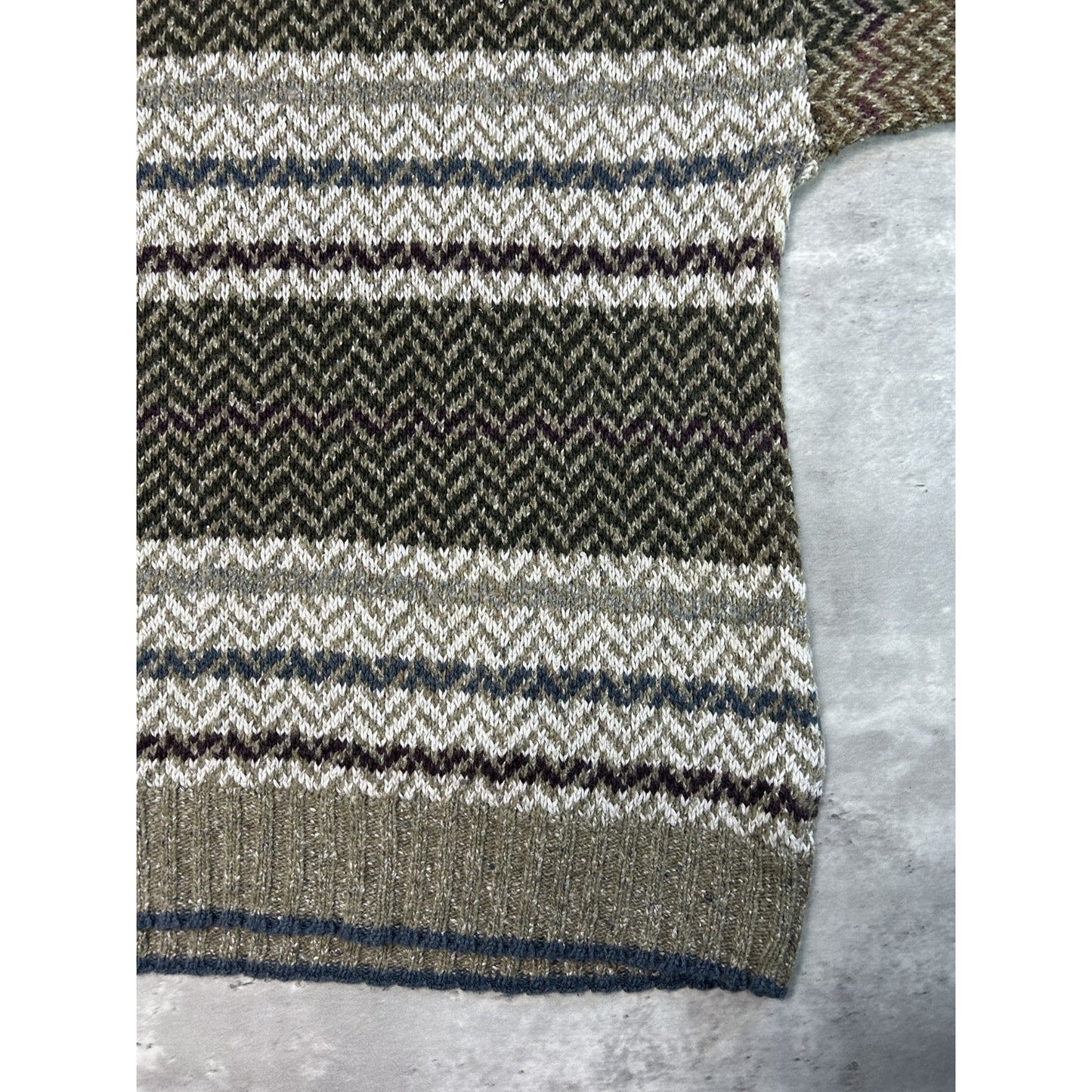 Vintage Jantzen Abstract Striped Earth Tone Pullover Knit Sweater Size Large