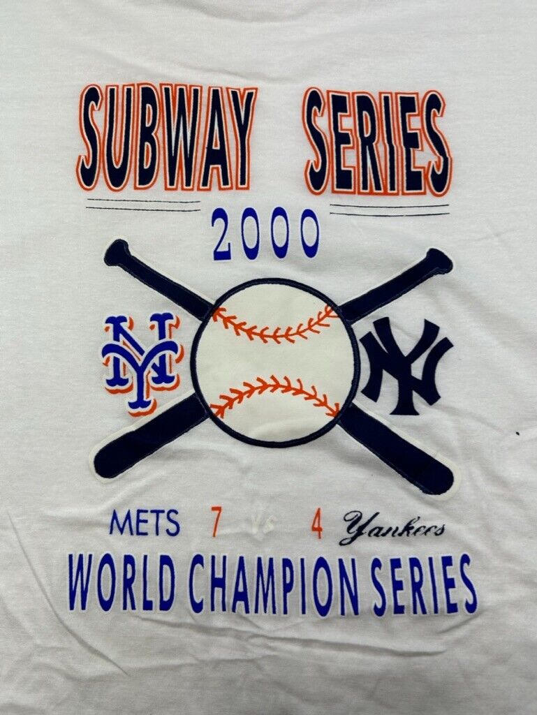 Vintage 2000 Yankees Vs Mets Subway Series MLB Graphic T-Shirt Size XL