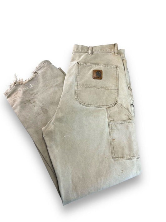 Vintage Carhartt Canvas Workwear Carpenter Pants Size 36W B11 BRN Beige