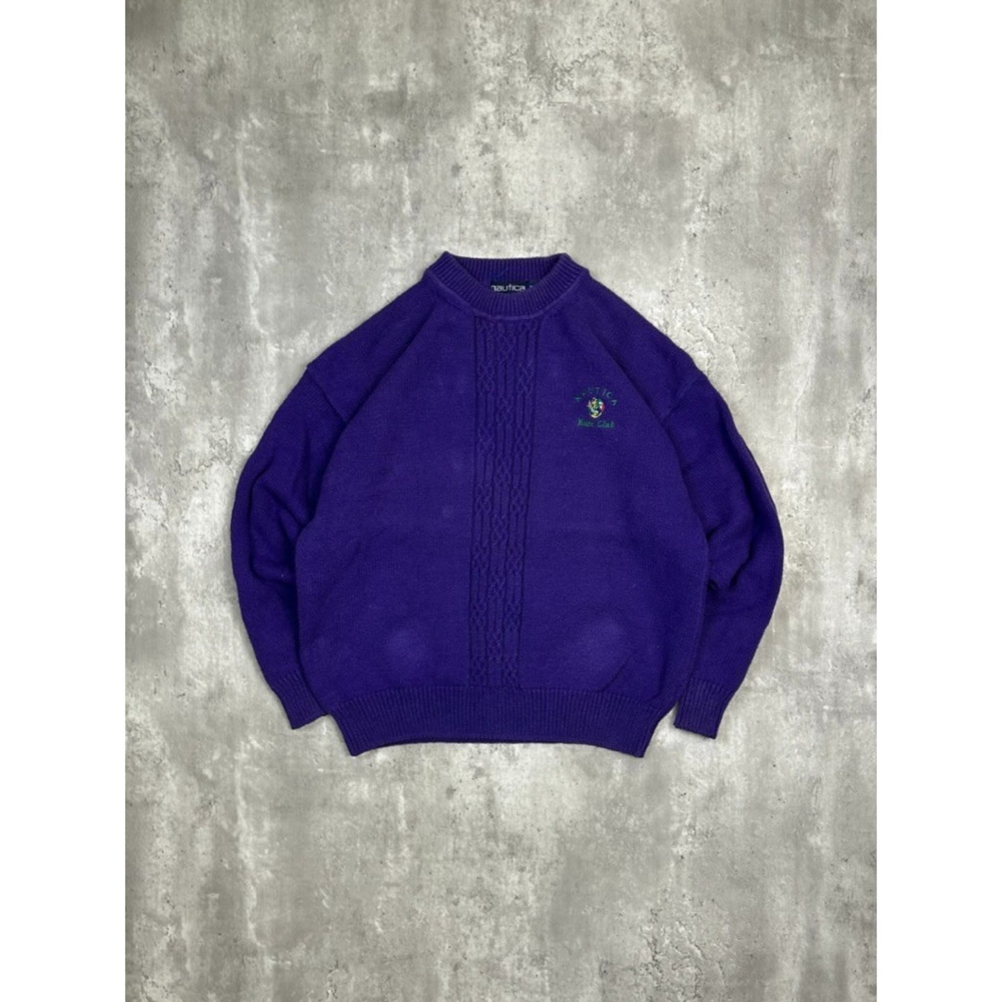 Vintage 90s Nautica Yacht Club Embroidered Pullover Knit Sweater Size Medium