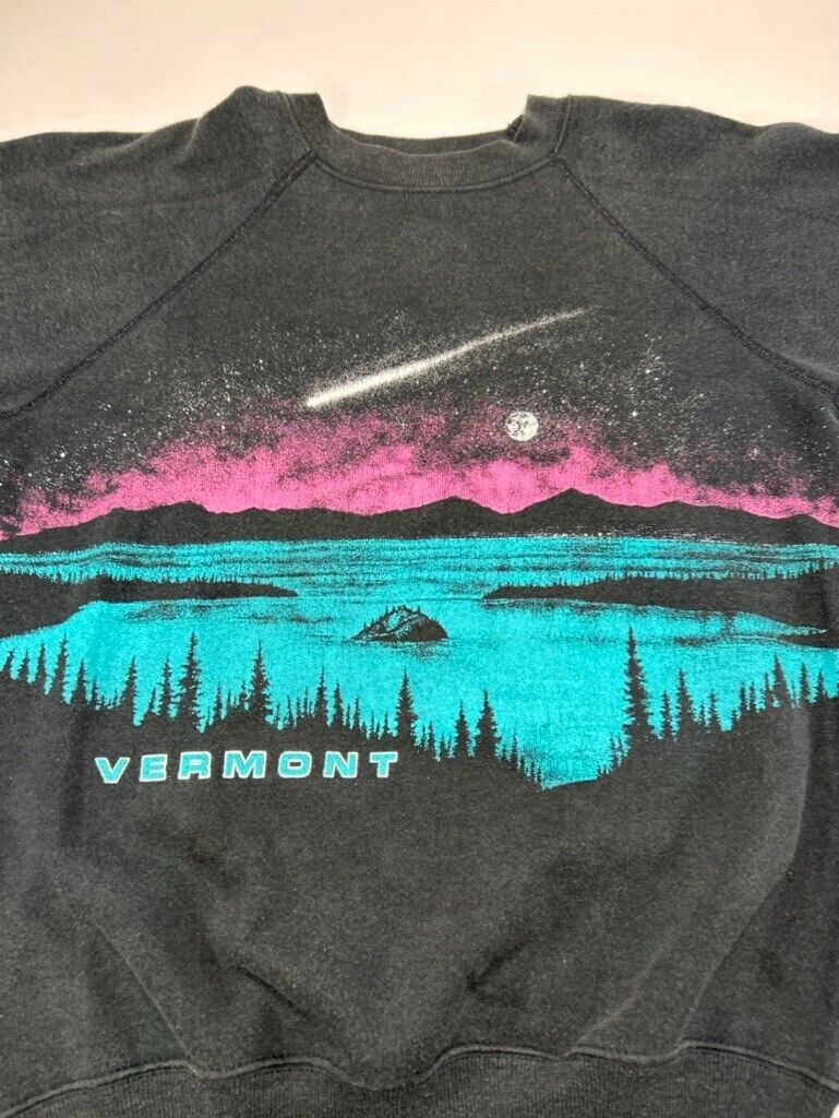 Vintage 80s Vermont Nature Horizon Wrap Around Destination Sweatshirt Sz Medium