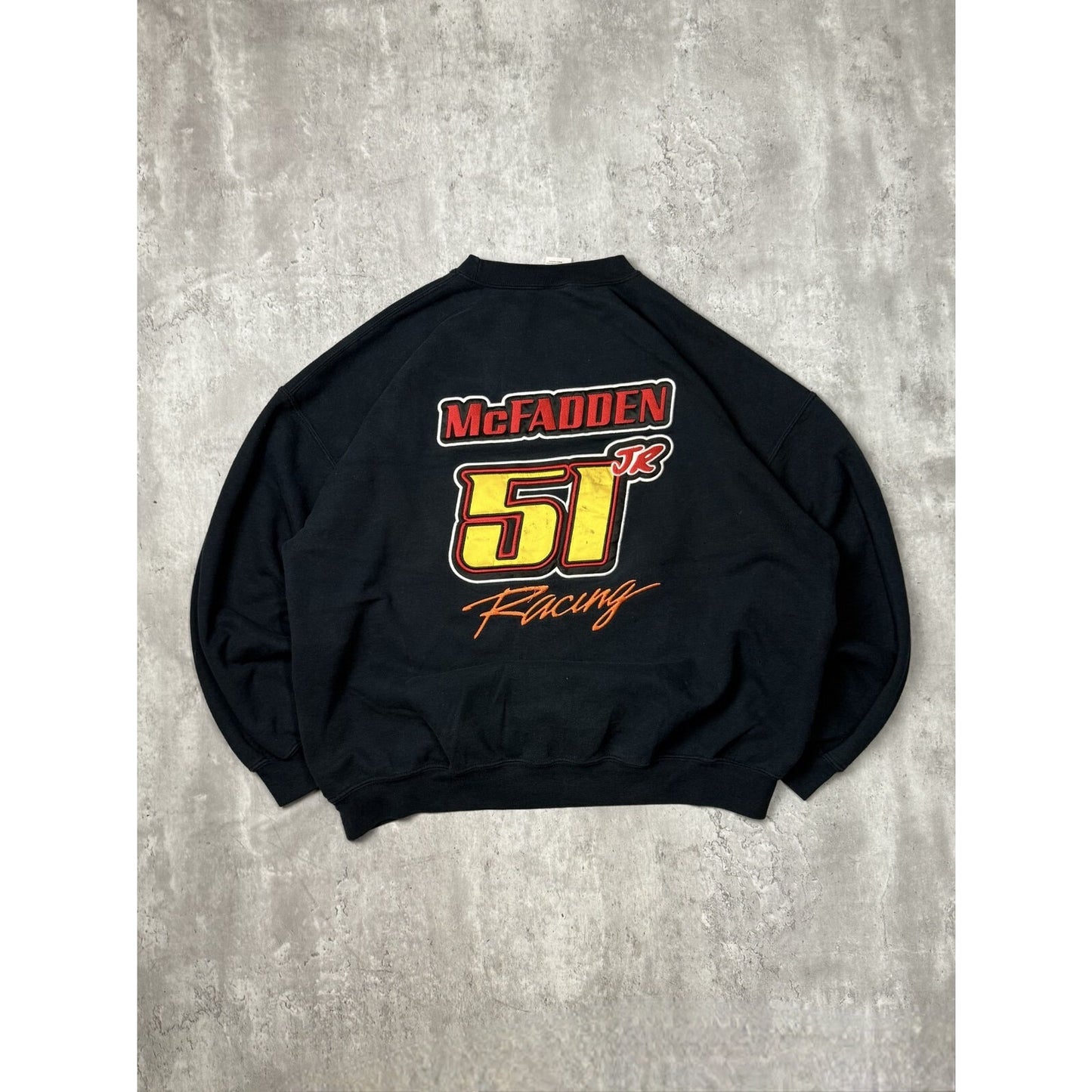 Vintage 90s McFadden Jr. #51 Racing Embroidered Graphic Sweatshirt Size 2XL