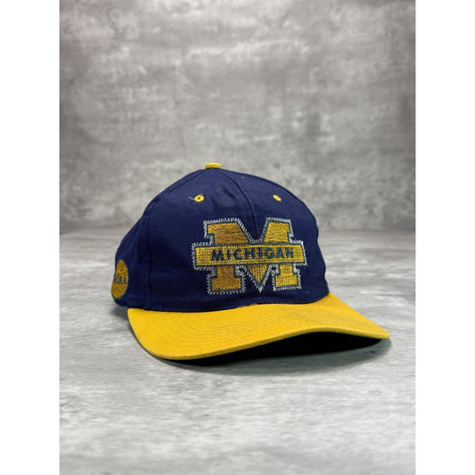 Vintage 90s Michigan Wolverines NCAA Embroidered Logo Snapback Hat OSFA