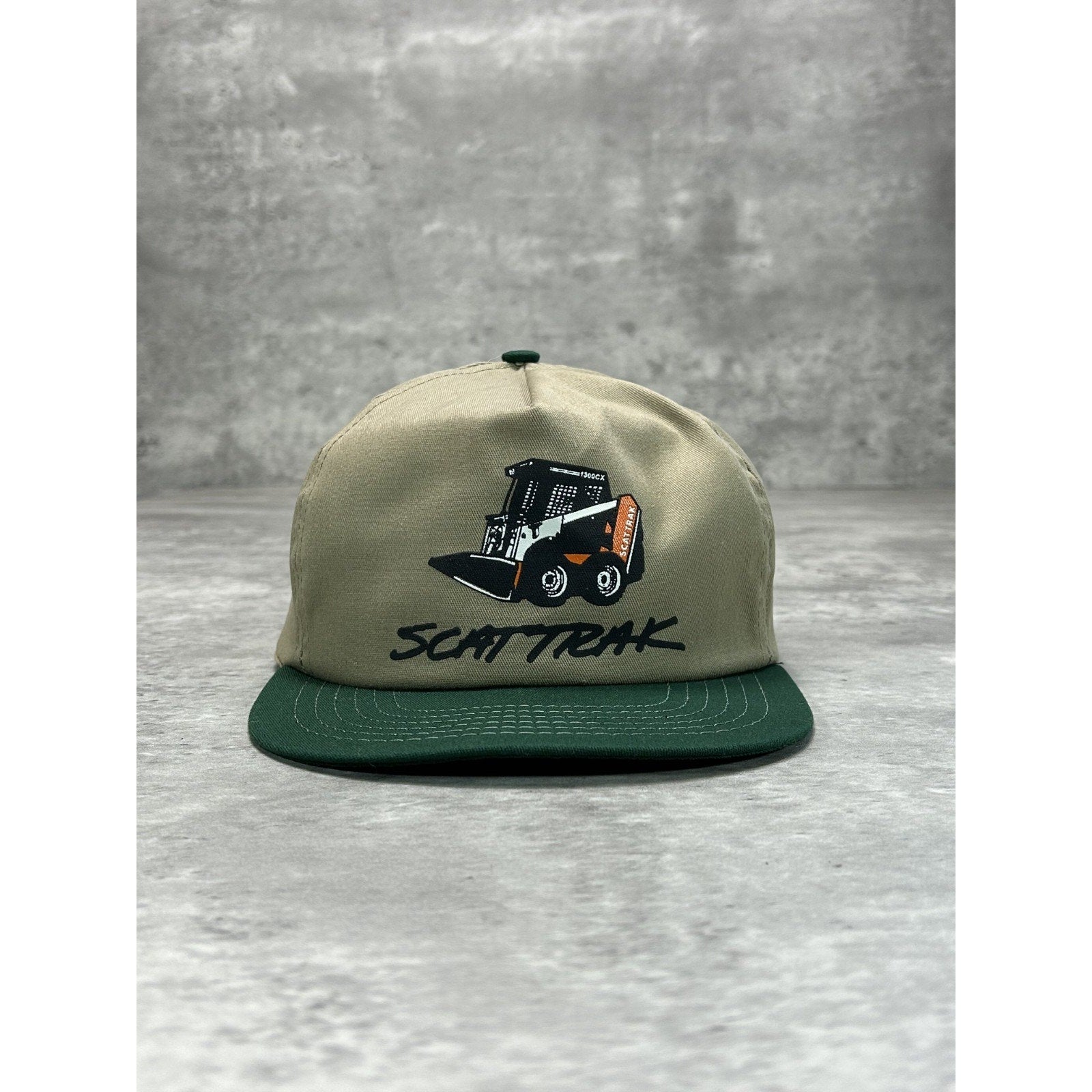 Vintage 90s Scattrack Heavy Machinery Graphic Spellout Strapback Hat OSFA