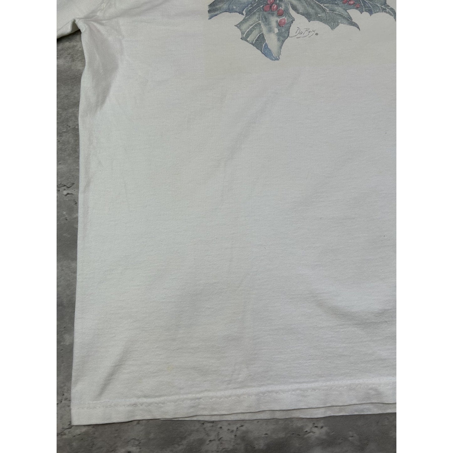 Vintage 90s Poinsettia Flower Nature Graphic Long Sleeve T-Shirt Size Large