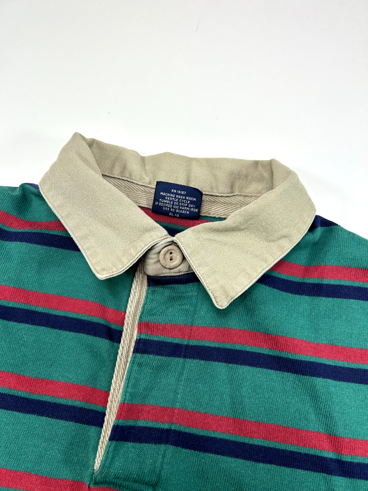 Vintage 90s Gant Striped Quarter Button Long Sleeve Rugby Shirt Size Large