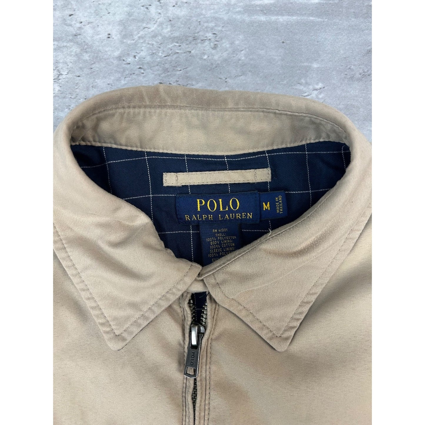 Vintage Polo Ralph Lauren Embroidered Pony Harrington Jacket Size Medium Beige