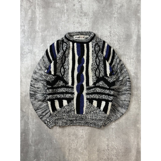 Vintage 90s Forum Abstract Print Pullover Ribbed Knit Sweater Size Large