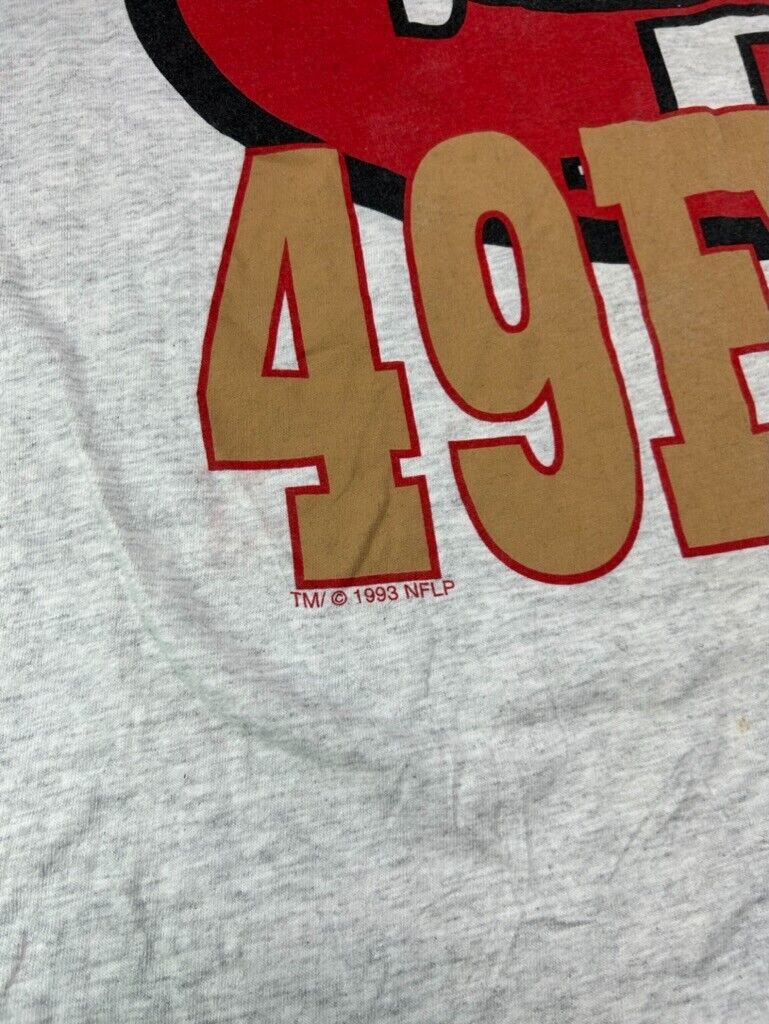 Vintage 1993 San Fransisco 49ers NFL Big Graphic Hooded T-Shirt Size Large 90s