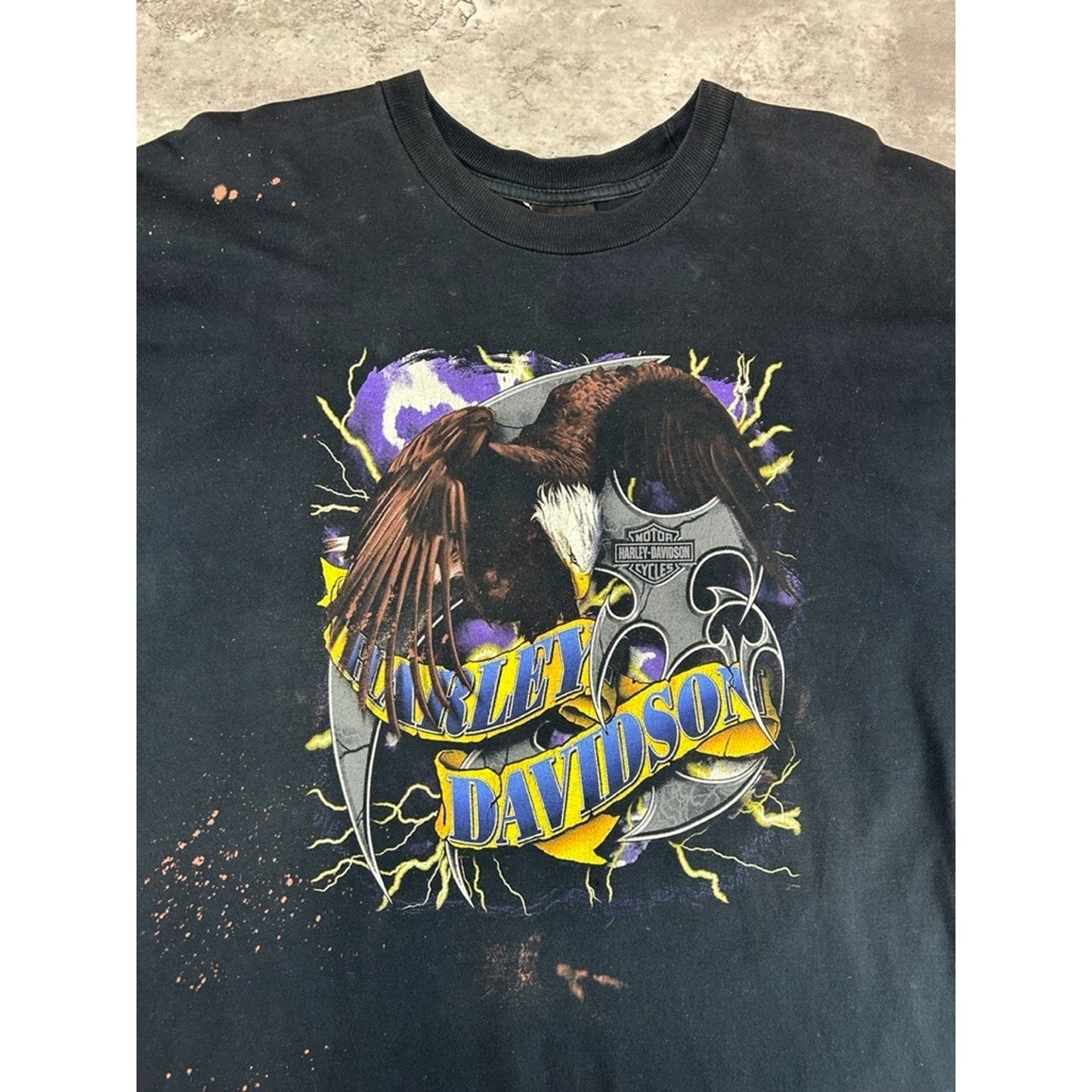 Vintage 2002 Harley Davidson Bald Eagle Graphic T-Shirt Size XL Black