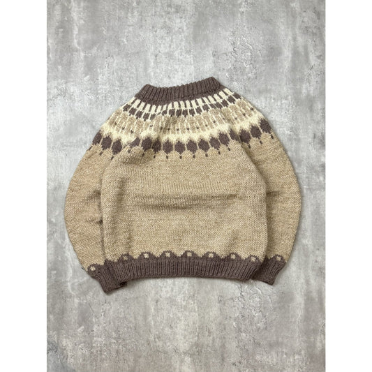 Vintage 80s/90s Abstract Striped Earth Tone Ribbed Pullover Knit Sweater Sz XL