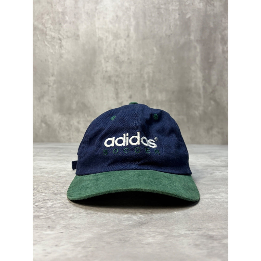 Vintage Adidas Soccer Embroidered Spellout Logo Strapback Hat OSFA