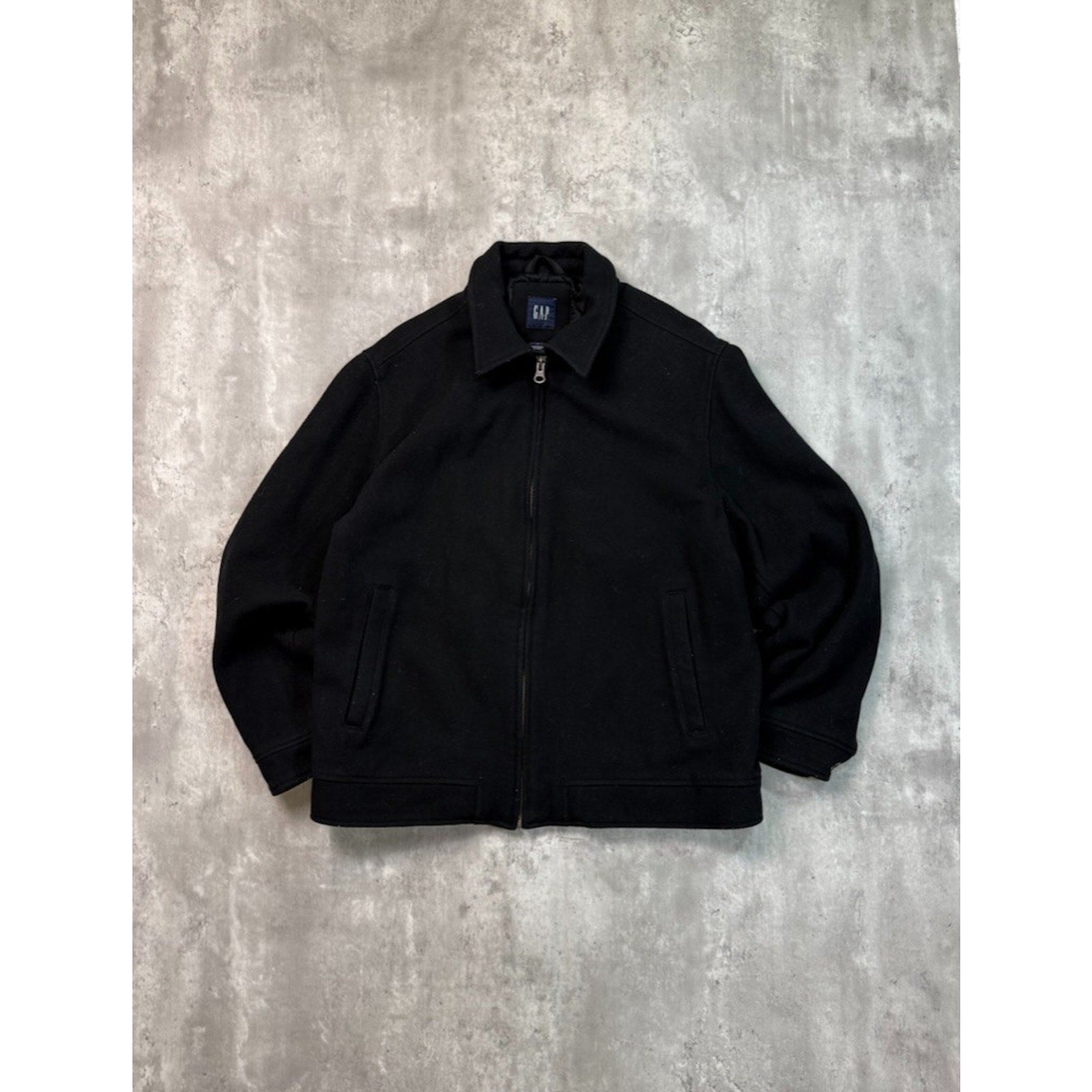 Vintage Gap Heavyweight Full Zip Black Collared Jacket Size Large