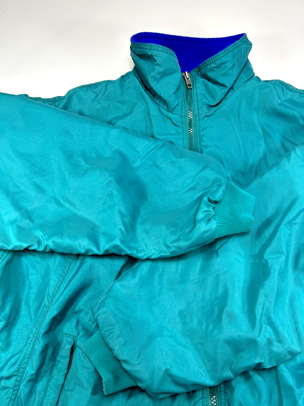 Vintage 80s/90s Patagonia Fleece Lined Full Zip Warm Up Jacket Size Small Teal