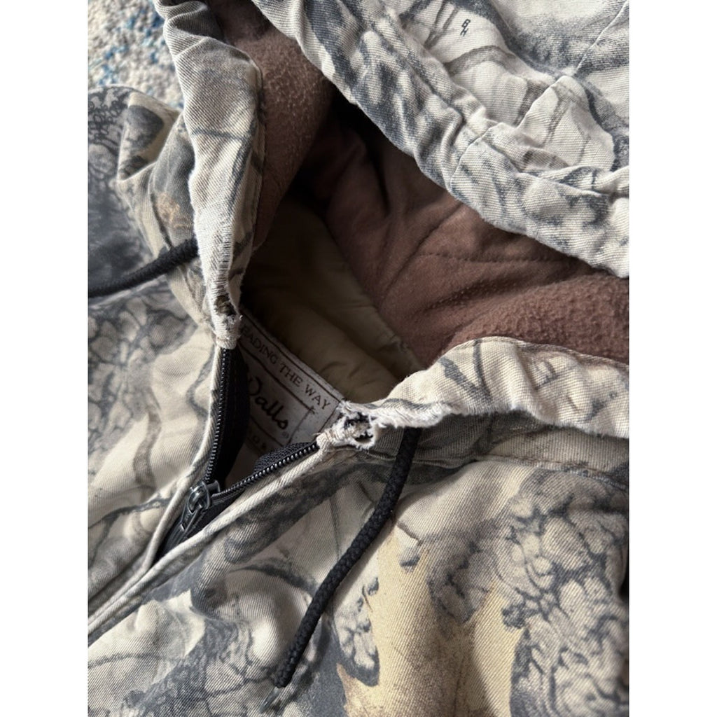 Vintage Walls Quilted Lined Realtree Hardwoods Camo Hooded Bomber Jacket Size XL