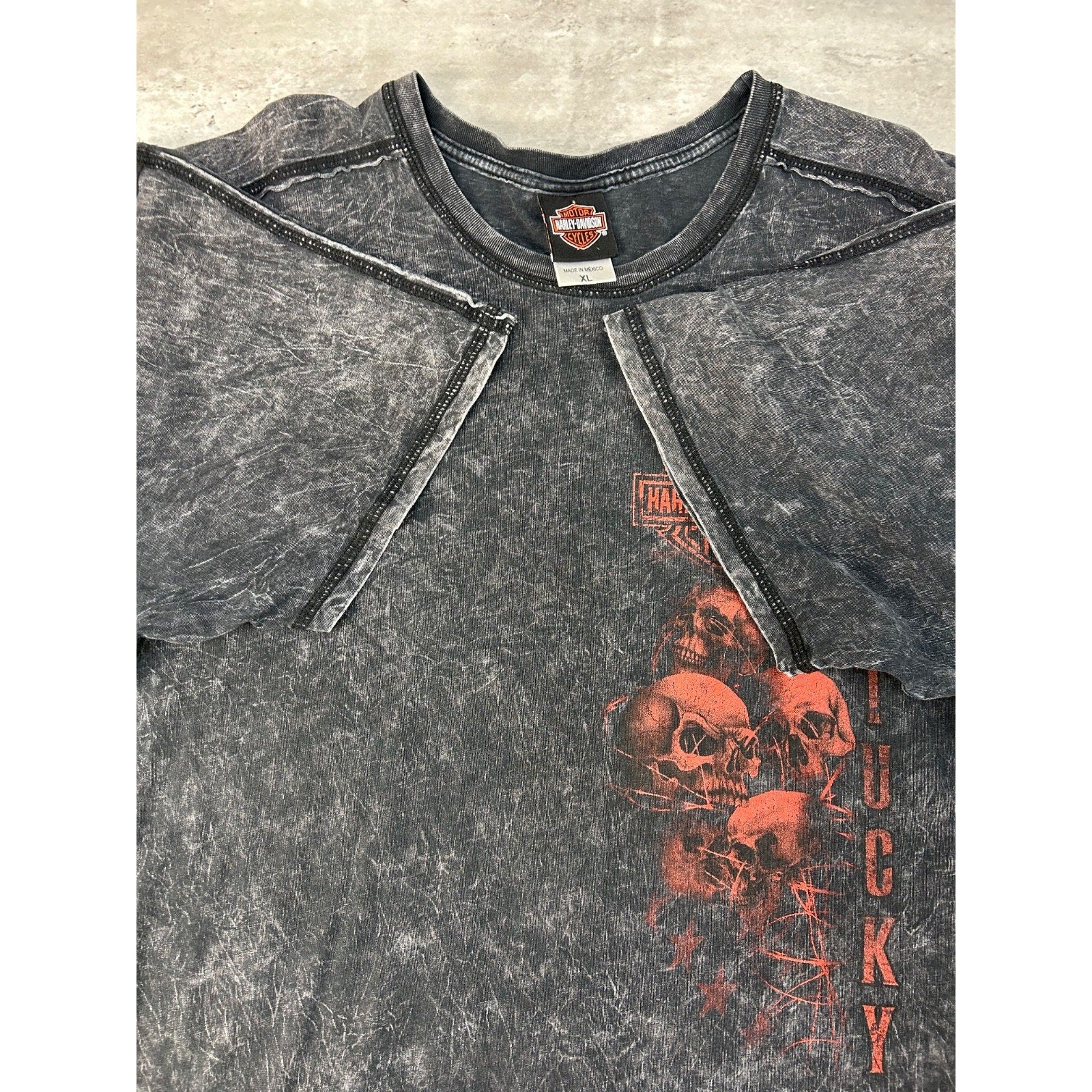Vintage Harley Davidson Skull Graphic Spellout T-Shirt Size XL