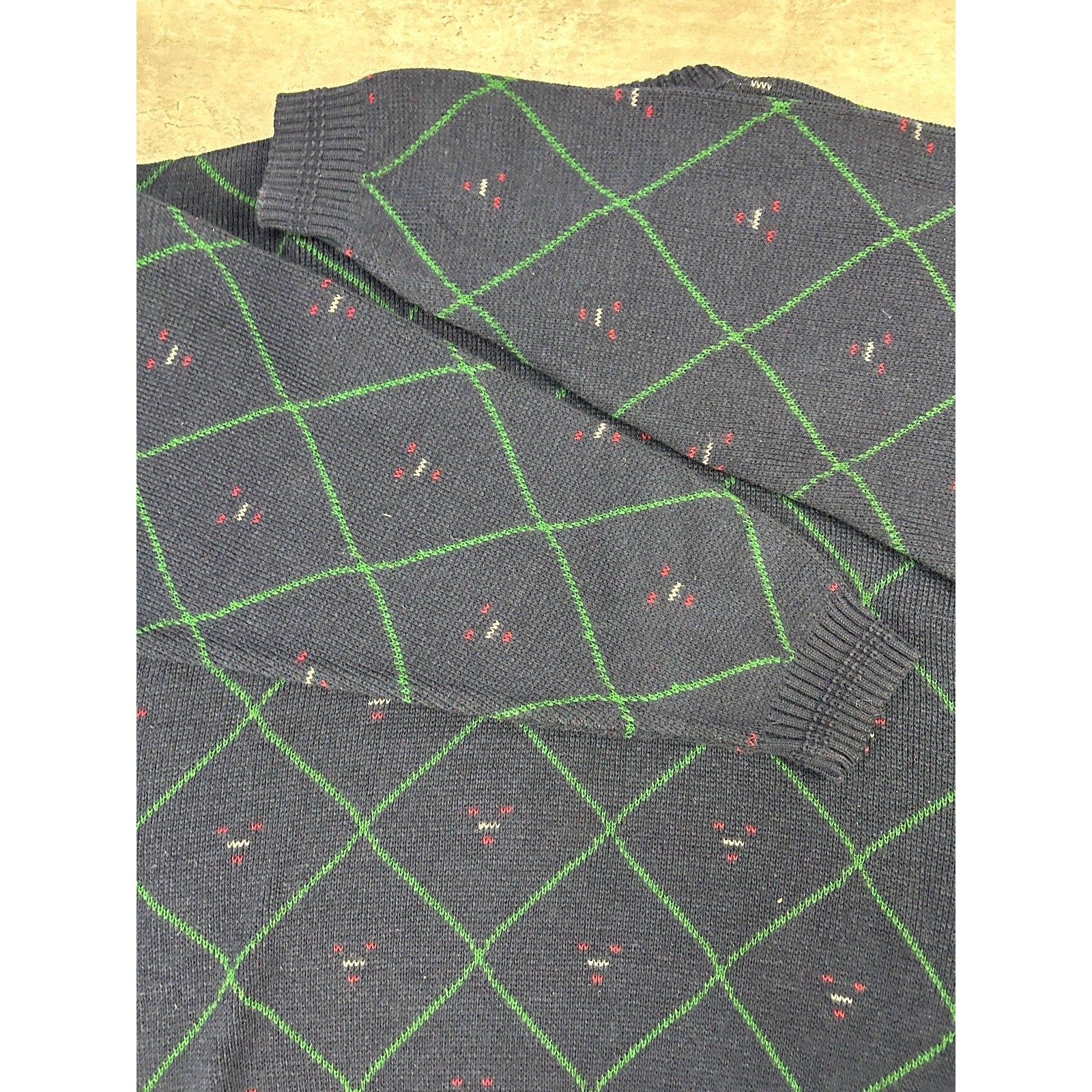 Vintage 90s Sutter & Grant Diamond Print Pullover Knit Sweater Size XL