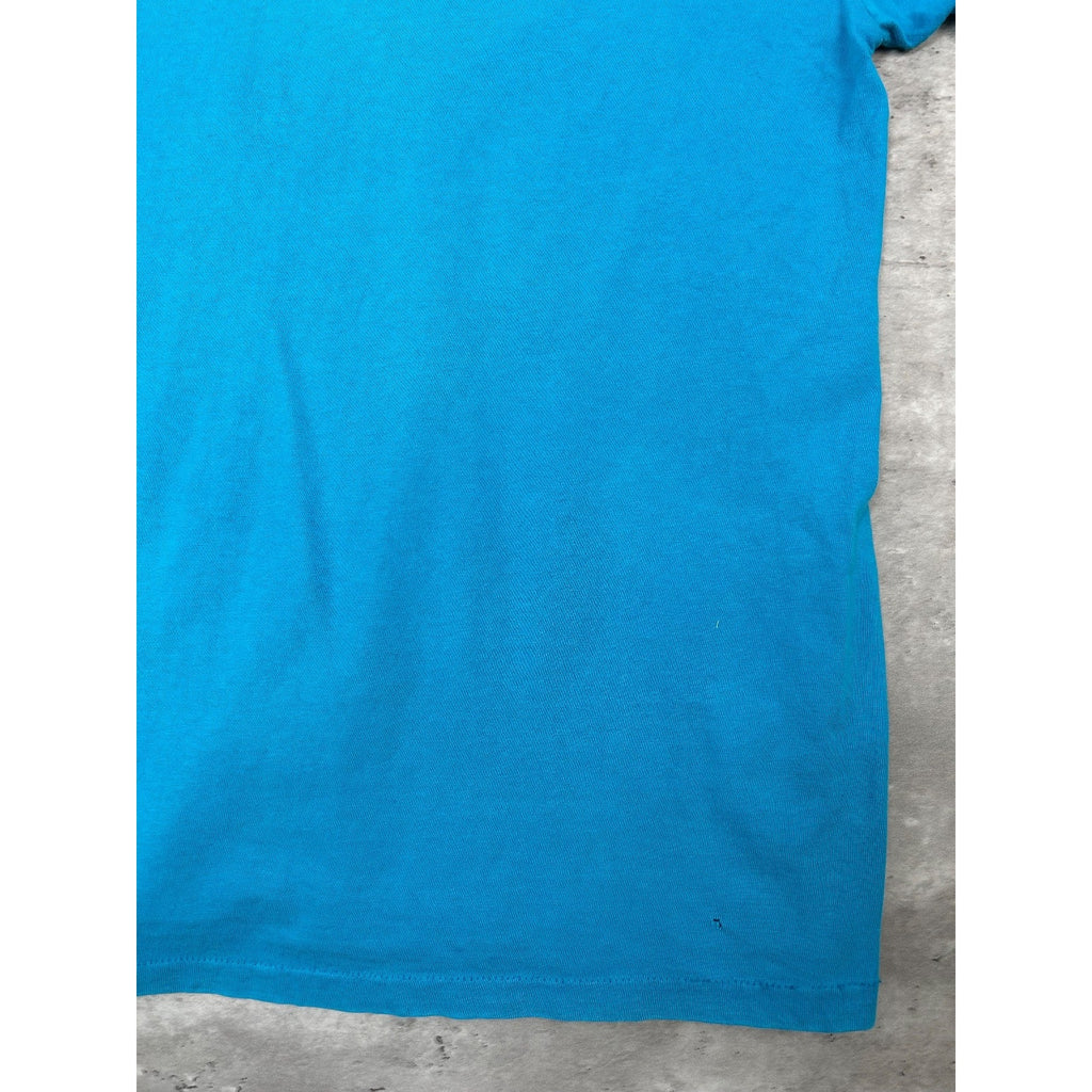 Vintage 90s Hummingbird Flower Nature Graphic T-Shirt Size Large Blue
