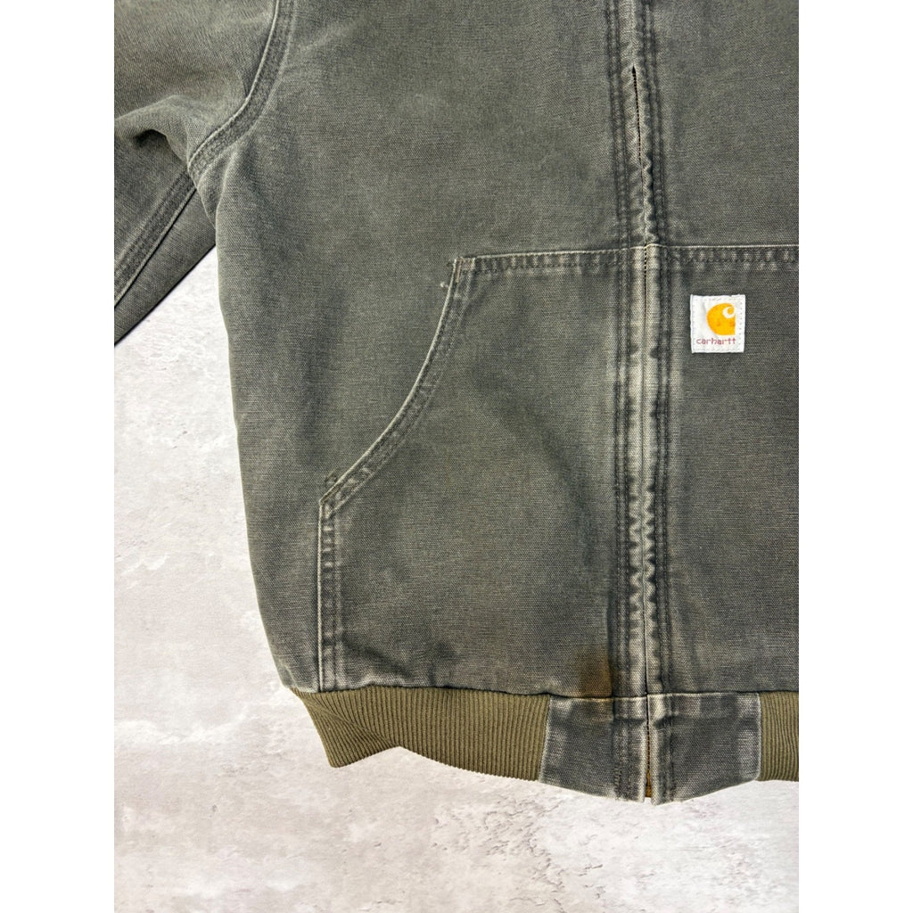 Vintage Carhartt Quilted Lined Canvas Hooded Active Jacket Size Large YOUTH