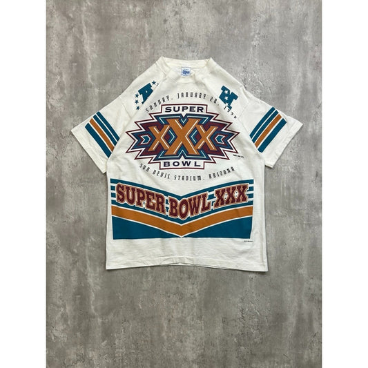 Vintage 1995 NFL Super Bowl XXX All Over Print Jersey Style T-Shirt Size XL