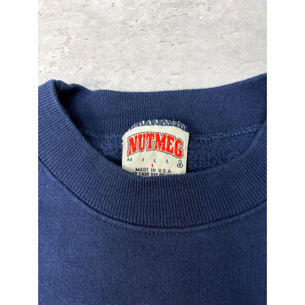 Vintage 90s Michigan Wolverines NCAA Spellout Crest Graphic Sweatshirt Sz Large