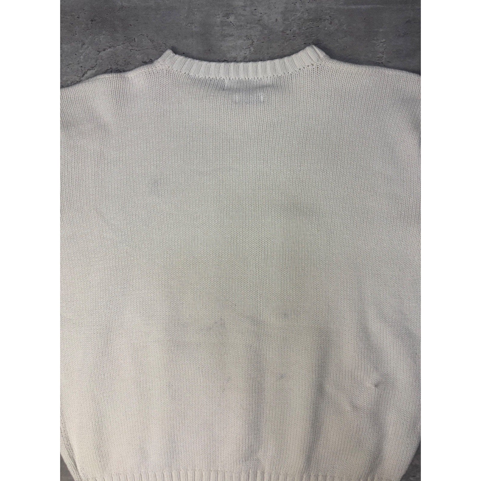 Vintage 90s Polo Ralph Lauren Embroidered Pony White Knit Sweater Size Large