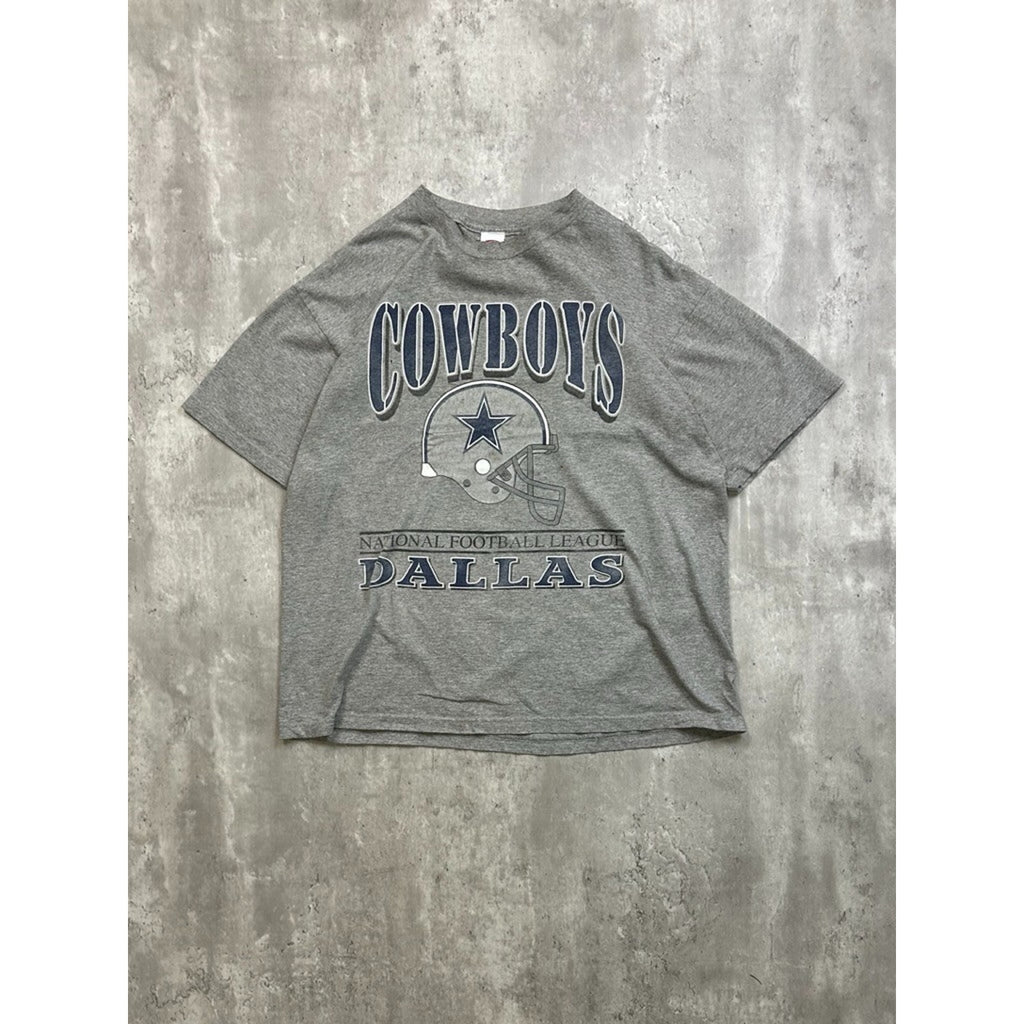 Vintage 90s Dallas Cowboys NFL Helmet Graphic Spellout T-Shirt Size XL