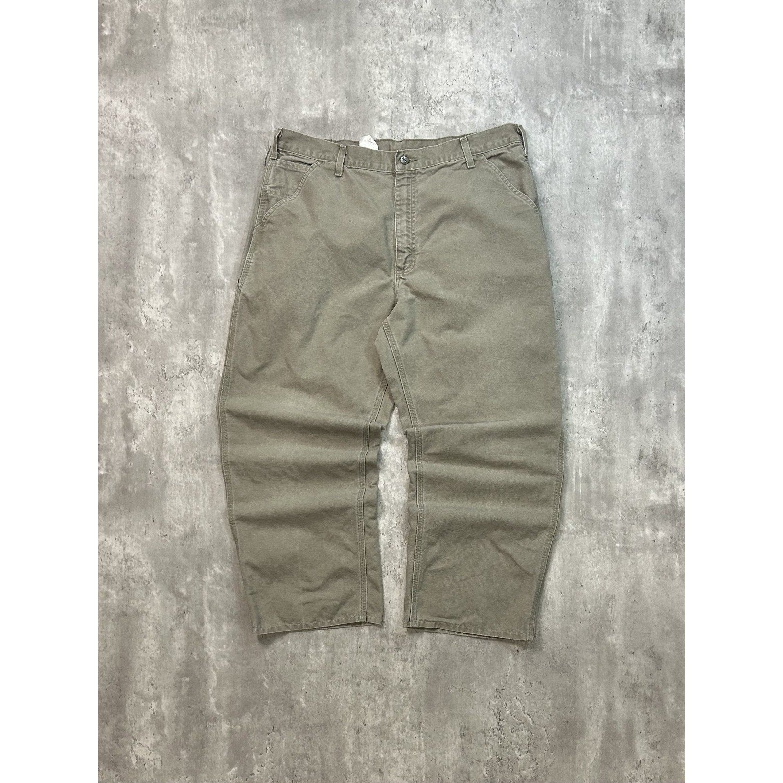 Vintage Carhartt Canvas Workwear Beige Carpenter Pants Size 38