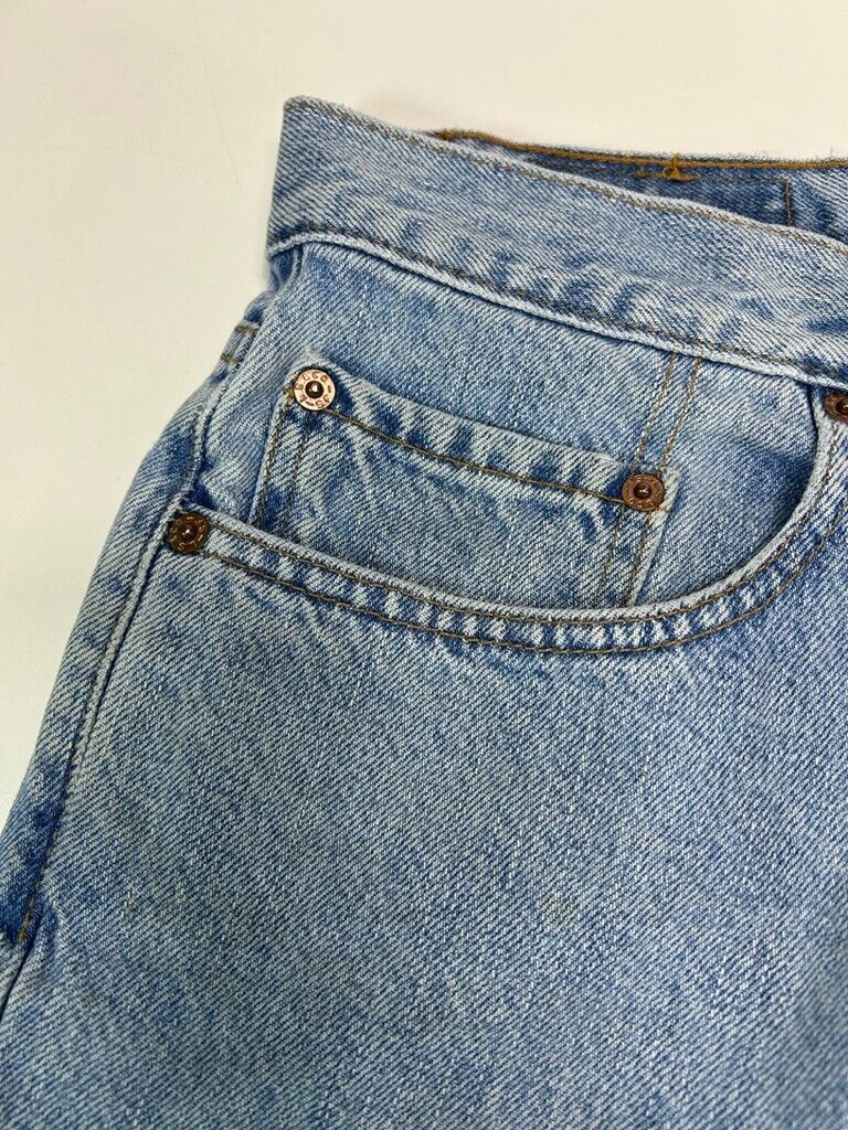 Vintage 90s Levis 550 Relaxed Fit Red Tab Light Wash Denim Pants Size 32W Blue