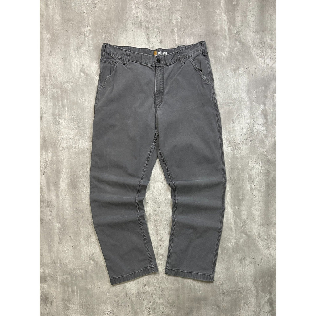 Carhartt Relaxed Fit Canvas Workwear Gray Five Pocket Pants Size 37