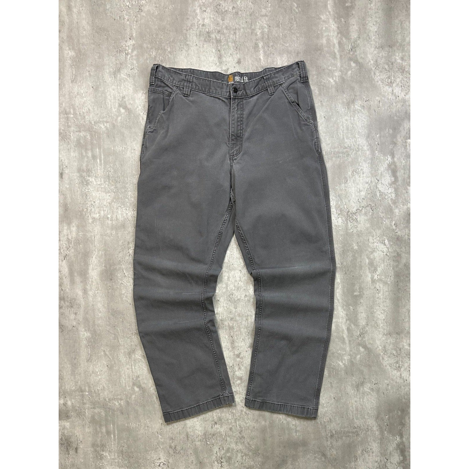 Carhartt Relaxed Fit Canvas Workwear Gray Five Pocket Pants Size 37