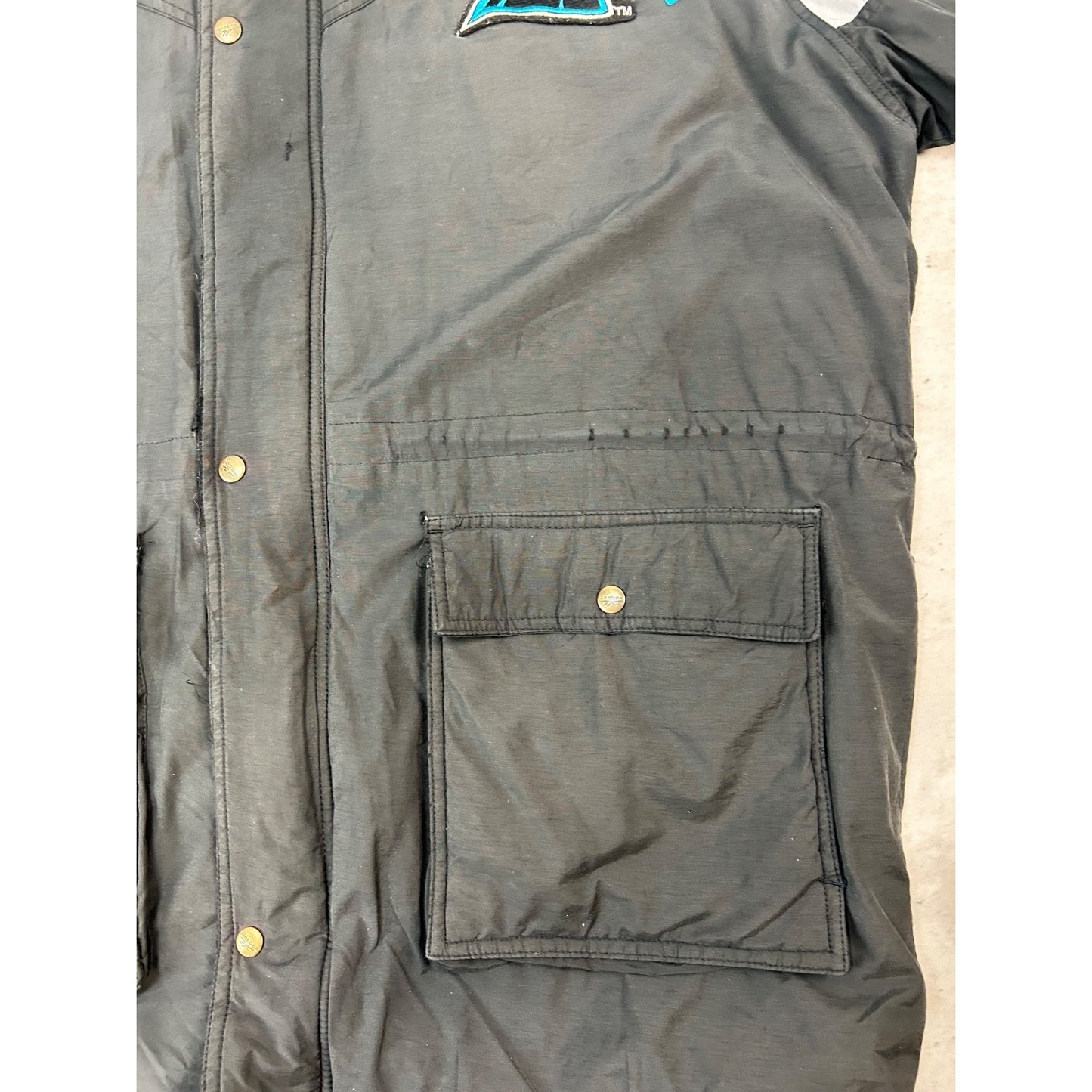 Vintage 90s Carolina Panthers NFL Reebok Insulated Long Jacket Jacket Size XL