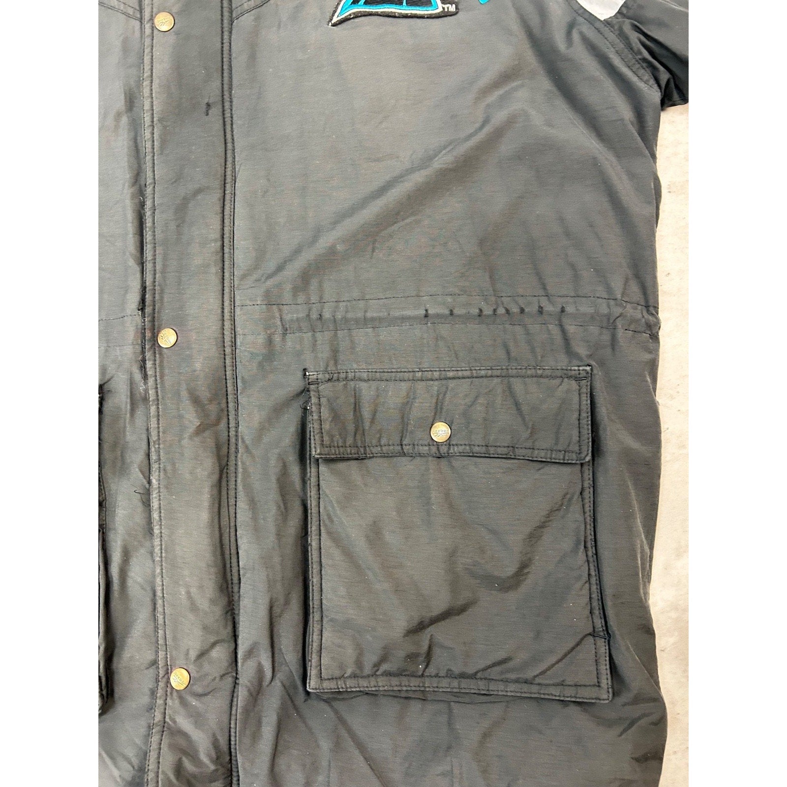 Vintage 90s Carolina Panthers NFL Reebok Insulated Long Jacket Jacket Size XL