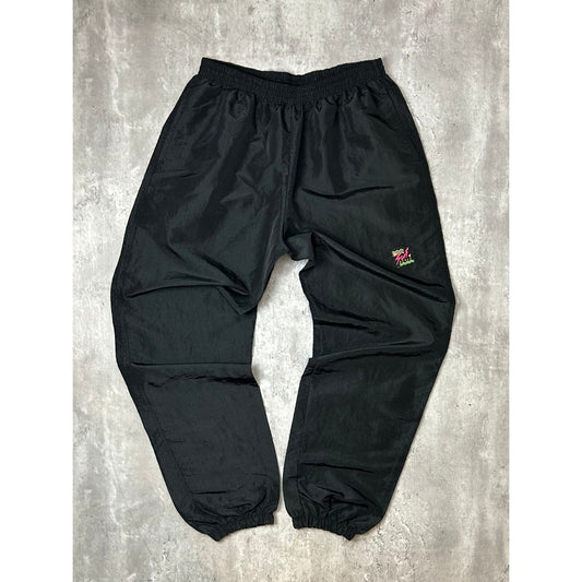 Vintage 90s Surf Style Embroidered Patch Nylon Track Pants Size XL Black