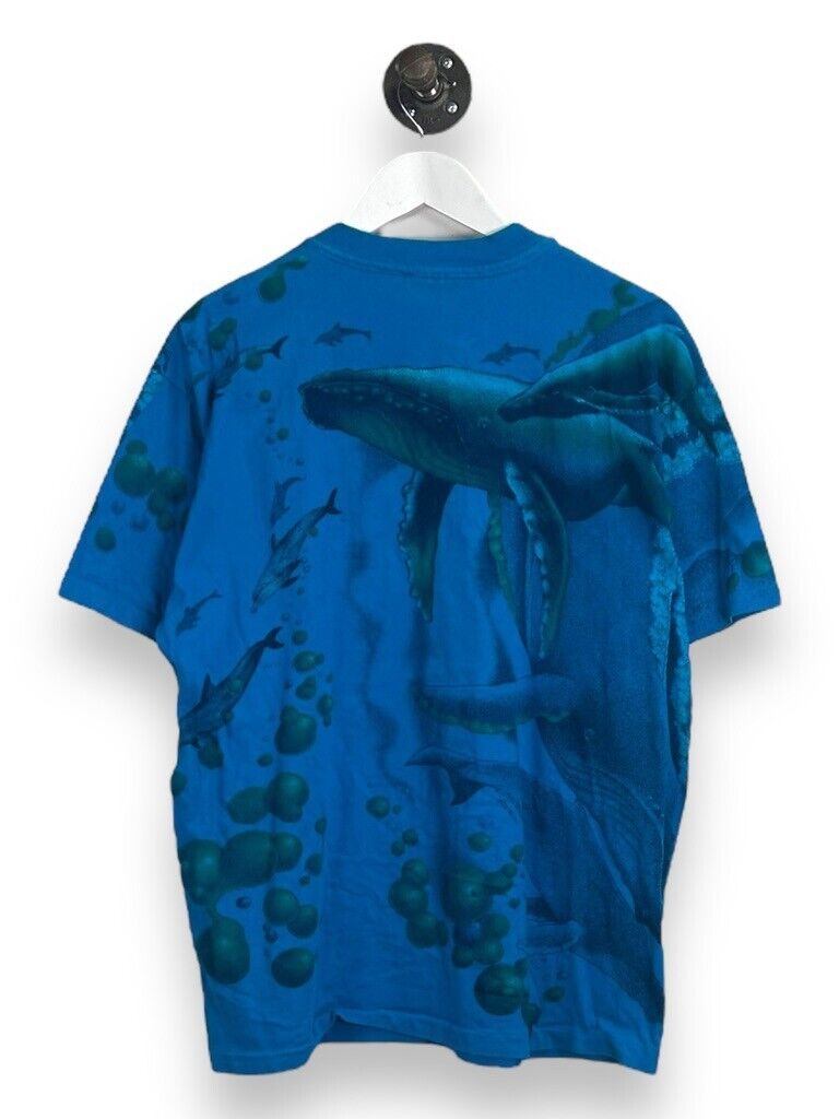 Vintage 1992 Whale Nature Ocean All Over Print T-Shirt Size Large