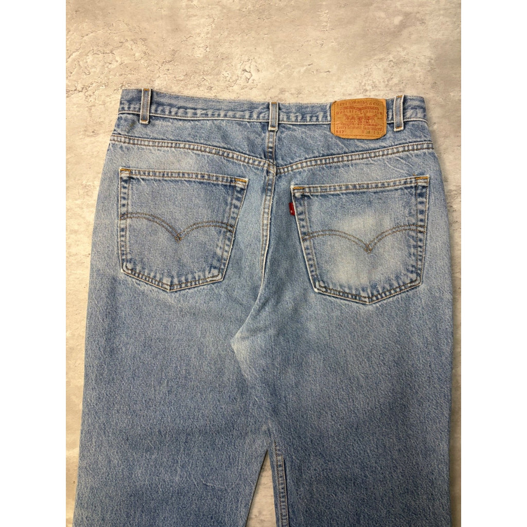 Vintage 90s Levis 517 Red Tab Medium Wash Boot Cut Denim Pants Size 36