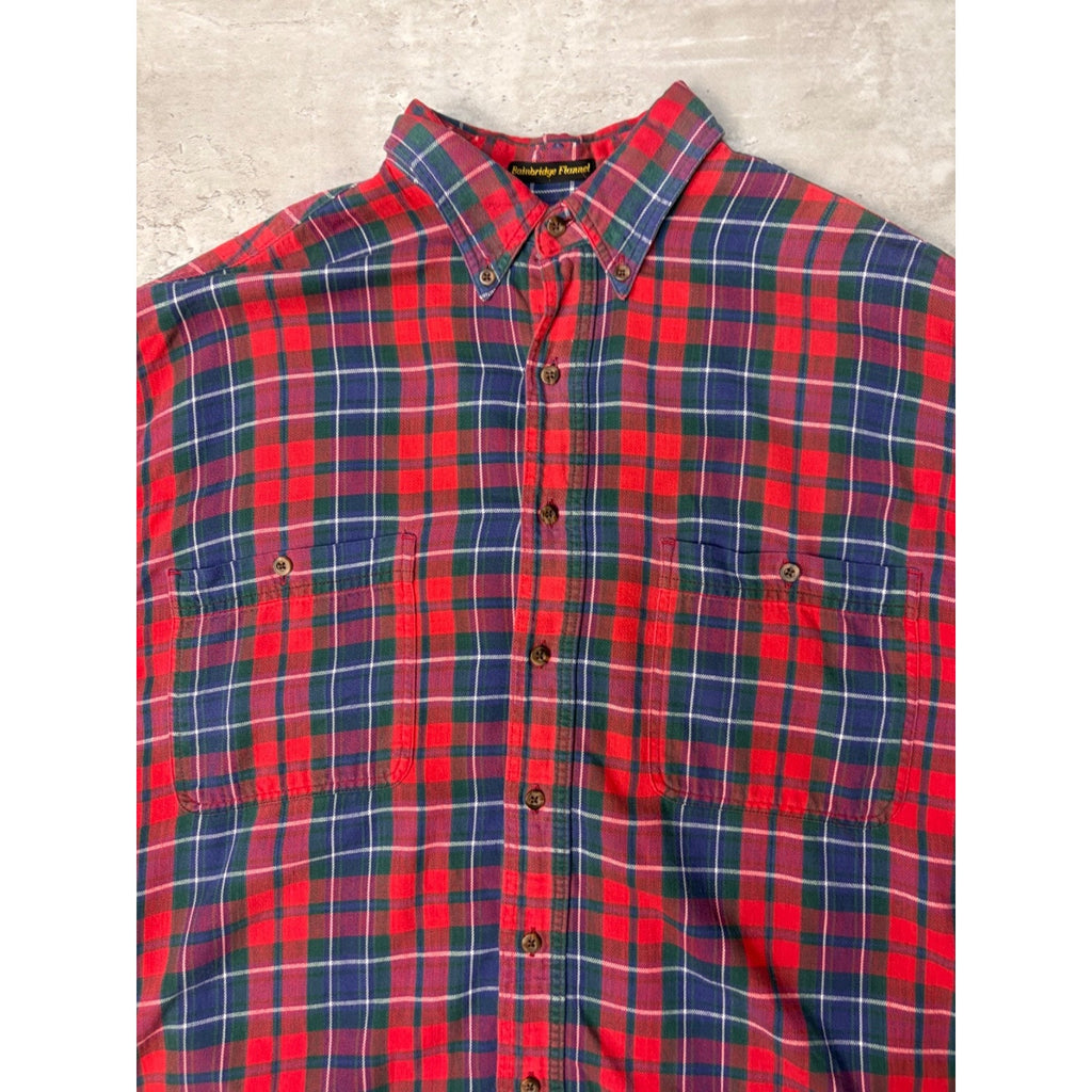 Vintage Eddie Bauer Double Pocket Plaid Cropped Button Up Shirt Size LT