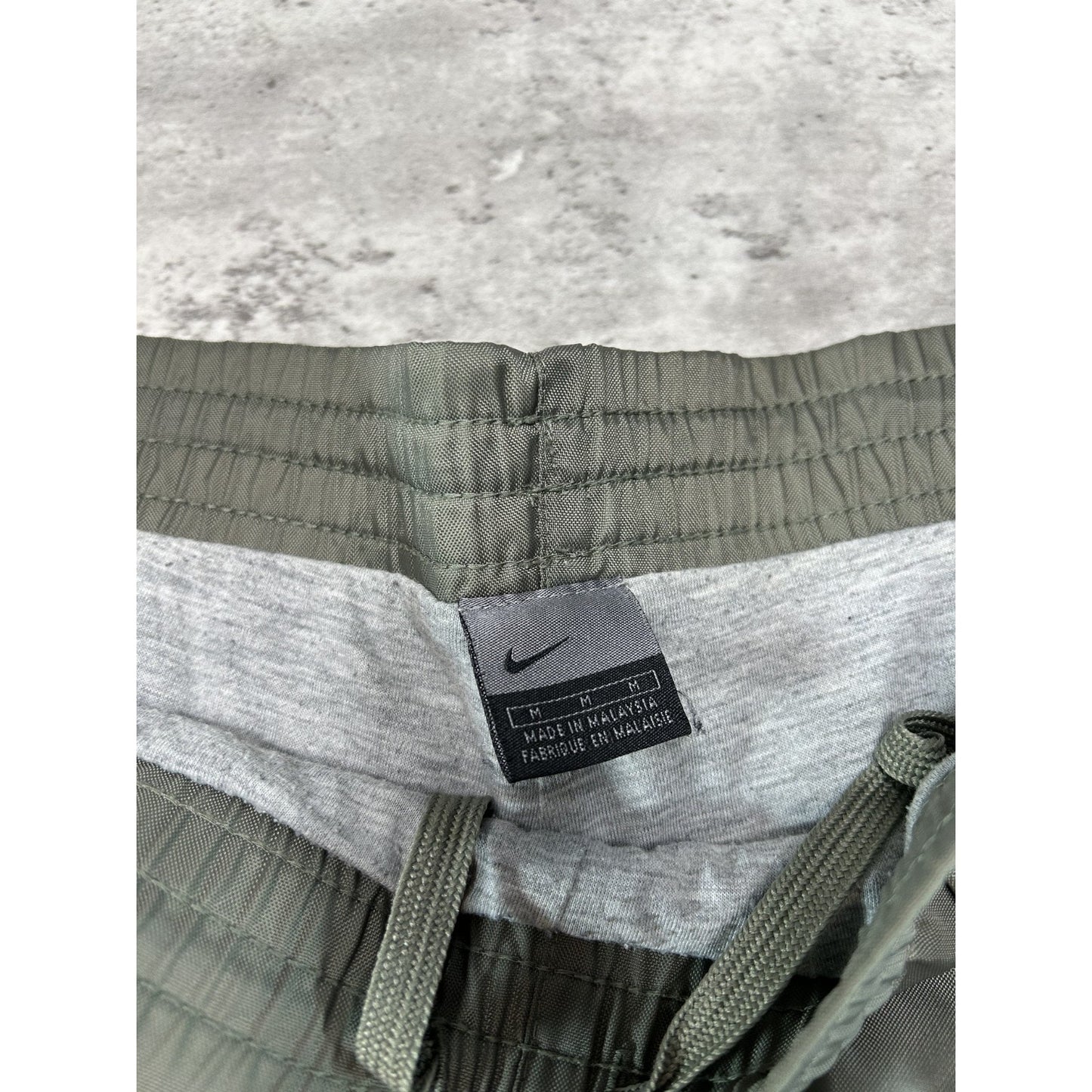 Vintage Y2K Nike Embroidered Spellout Earth Tone Nylon Track Pants Size Medium