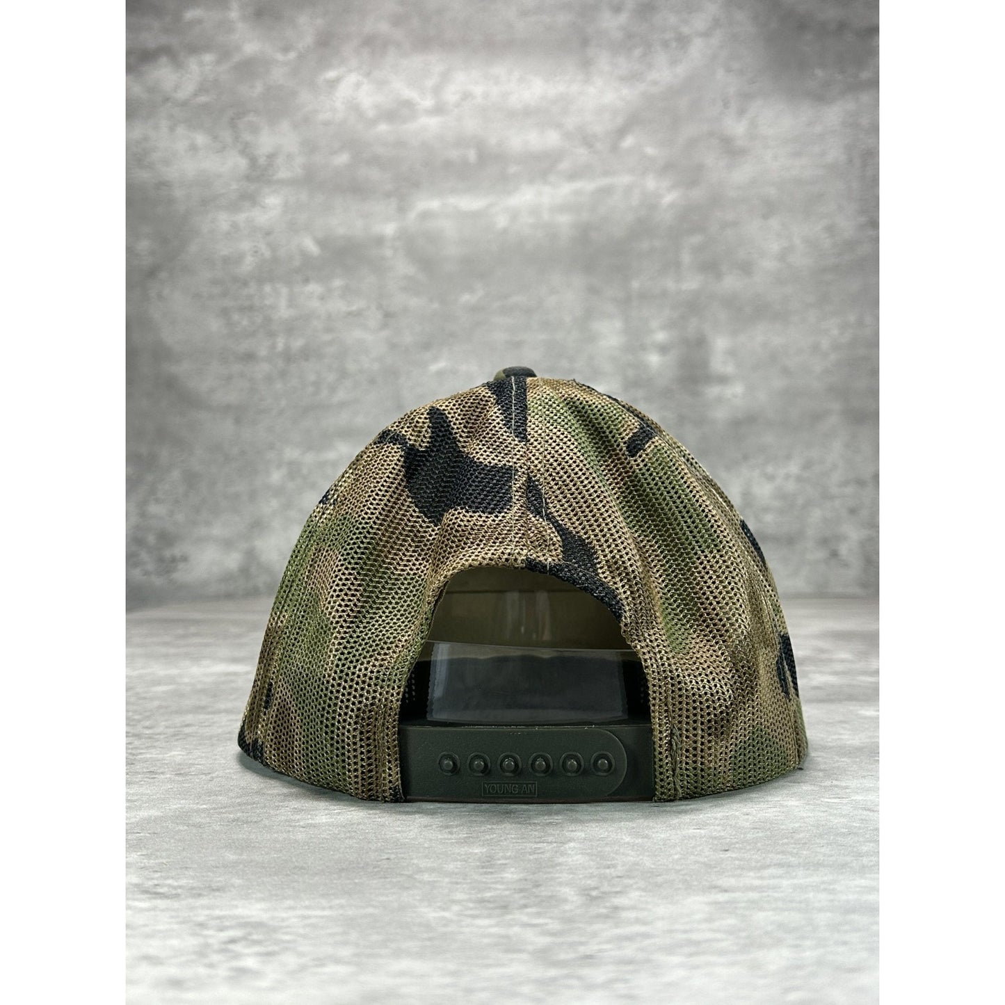 Vintage 80s Fairmans Guns Hunting Camo Graphic Trucker Snapback Hat OSFA