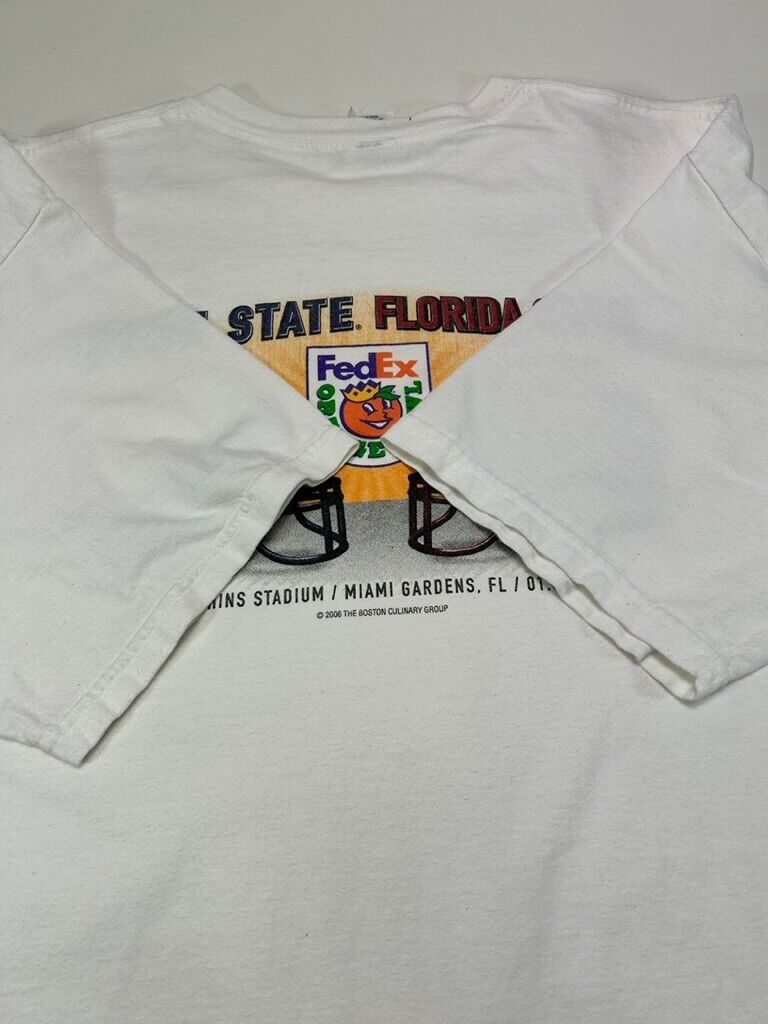 2006 Penn State vs Florida State NCAA Orange Bowl Graphic T-Shirt Size XL White