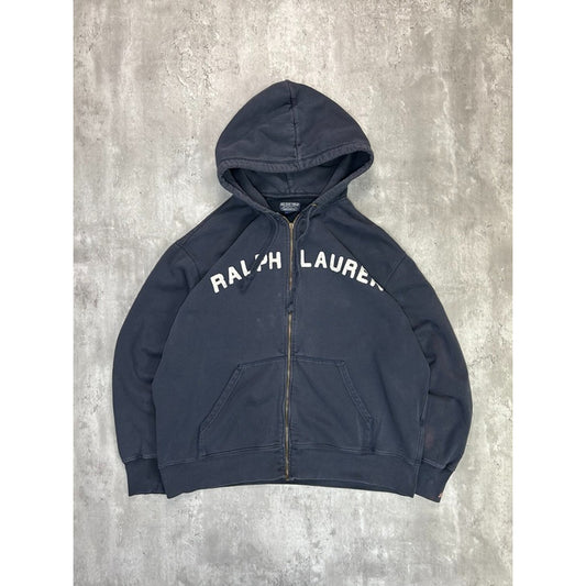Vintage Polo Ralph Lauren Embroidered Spellout Full Zip Hooded Sweatshirt Sz XL