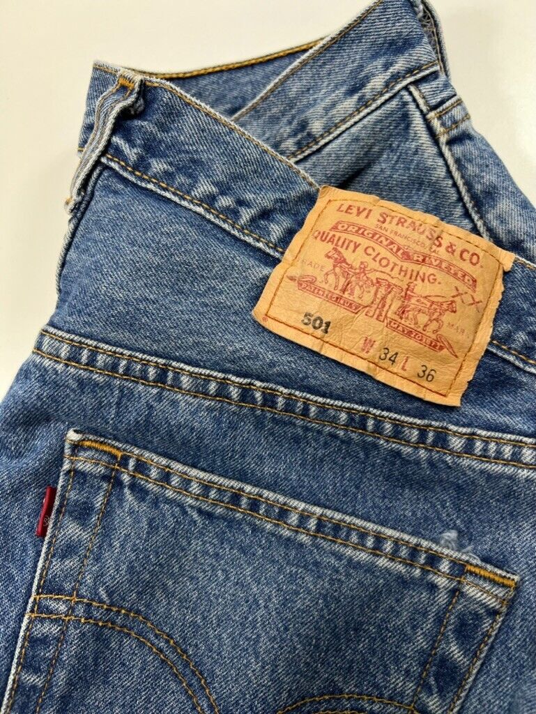 Vintage 90s Levi's 501 XX Button Fly Dark Wash Denim Pants Size 34