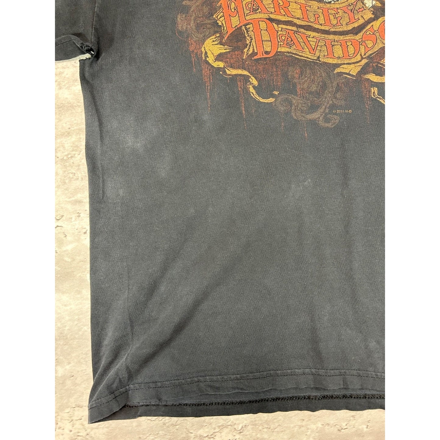 Harley Davidson Motorcycles Skull Graphic Spellout Longsleeve T-Shirt Size Large