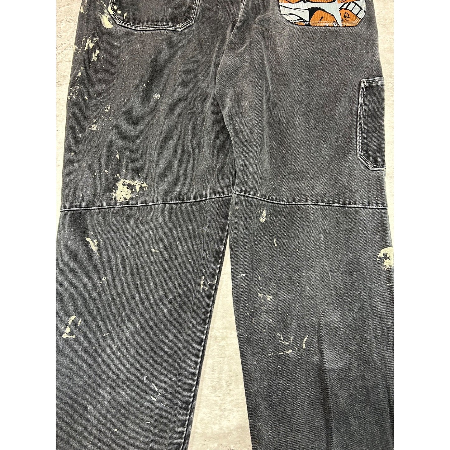 Vintage Y2K Fubu Platinum Fat Albert Pocket Graphic Denim Pants Size 37