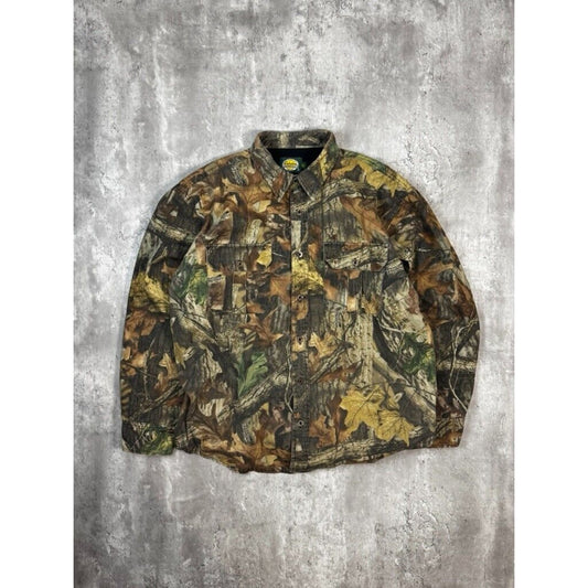 Vintage Cabelas Advantage Timber Camo Lined Hunting Button Up Shirt Size XL