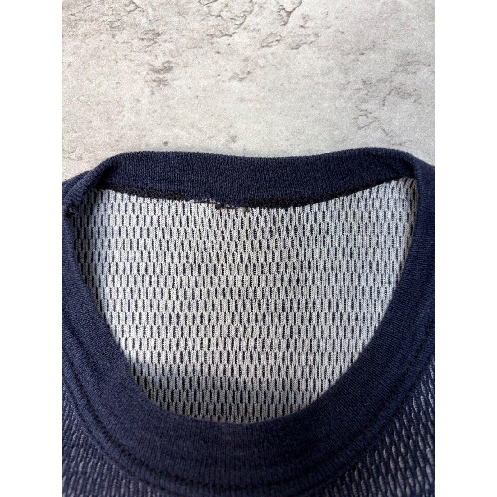 Vintage Blank Blue Thermal Waffle Print Long Sleeve T-Shirt Size Large